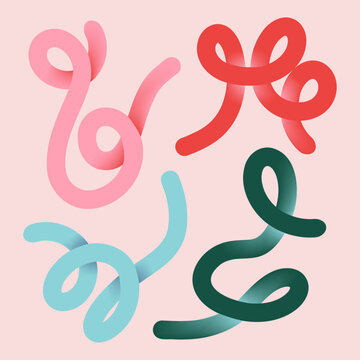 Abstract Playful Illustration Psychedelic Wavy Dynamic Colorful Gradient Lines Poster Background Set Vector Illustration. Retro 90s 80s Disco Music party Summer Texture Elements.