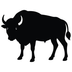 Bison buffalo silhouettes set, large pack of vector silhouette design, isolated white background, Buffalo Silhouette, silhouette or illustration of a cow or buffalo, American bison black silhouette.