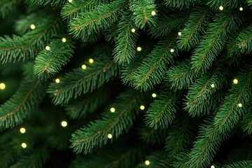 Twinkling lights adorn lush evergreen branches during festive holiday celebrations in a cozy setting