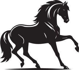 Black stallion silhouette vector illustration of a running Horse