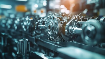 Fototapeta premium Close-up of Industrial Machinery: Precision Engineering and Manufacturing