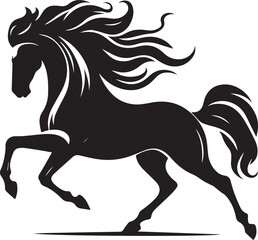Black stallion silhouette vector illustration of a running Horse