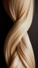 Naklejka premium Hair strands elegantly twisted together, showcasing a blend of smooth textures and gentle waves in a close-up setting