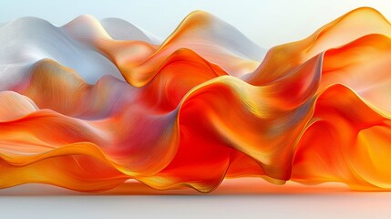 Fototapeta premium Abstract Orange Waves: Dynamic Flowing Fluid Motion, Vibrant Energy, Digital Art