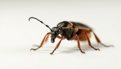 Fototapeta premium Close-up of a single insect on pure white background, background, texture