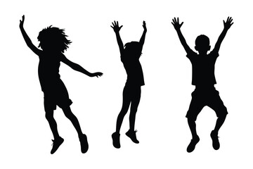 Fototapeta premium silhouette of children jumping.