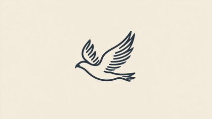Obraz premium Simple line art of a flying bird