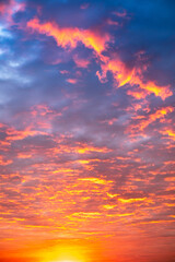 Beautiful , luxury soft gradient orange gold clouds and sunlight on the blue sky perfect for the background, take in evening,Twilight, Large size, high definition landscape photo