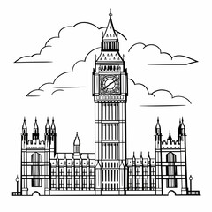 Fototapeta premium Big Ben hand-drawn comic illustration. Big Ben. Vector doodle style cartoon illustration