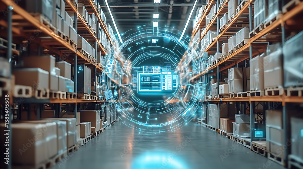 Poster an ai powered system automating supply chain logistics by analyzing inventory data, shipment schedul