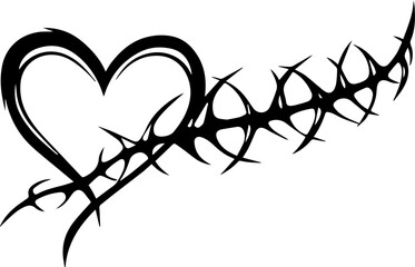 Tribal Thorn Heart Tattoo Style