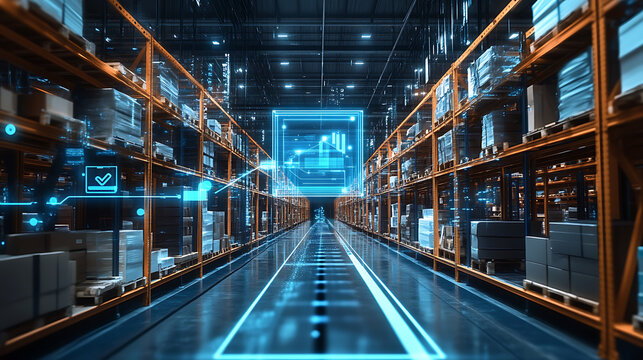 An AI powered system automating supply chain procurement by analyzing real time supplier performance and market conditions, futuristic AI-driven procurement platform, Logistics technology style