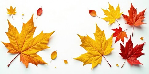 Obraz premium Foliage of autumnal leaves on white background, natural, greenery