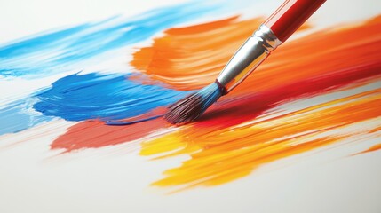 Obraz premium A child creating bold strokes with crayons on a large sheet of paper.