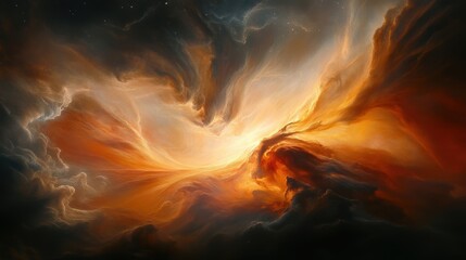 A gas cloud illuminated by a brilliant burst of light casting shadows.