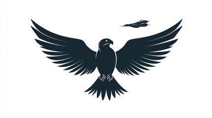 Obraz premium Falcon in Flight, Symbolic Design, Feather, Graphic