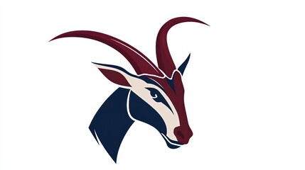 Stylized antelope head graphic design, use for logo or icon