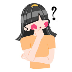 girl confused expression vector illustration