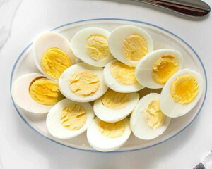 Sliced boiled eggs