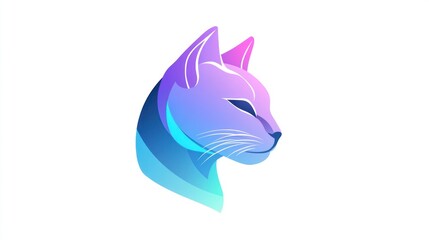 Obraz premium Abstract profile of a cat, vibrant gradient colors, studio shot, digital art, possible use for pet, animal, or logo design