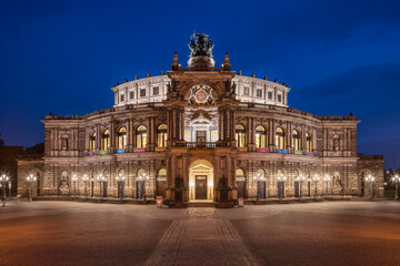 Semperoper (opera house) Dresden at night, Saxony, Germany