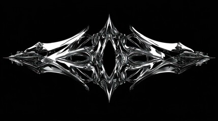 Abstract chrome metallic symmetrical design element.