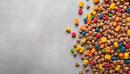 A generous pile of crunchy cereal resting on a bright background ready for a delicious and nutritious breakfast option