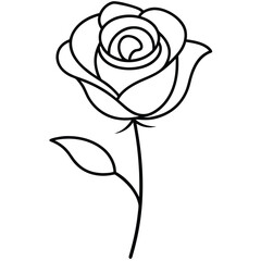 Elegant Single Line Art Rose ? Minimalist Floral Illustration on White Background