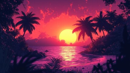 The holiday of Summer with colorful theme as palm trees background as texture frame background  