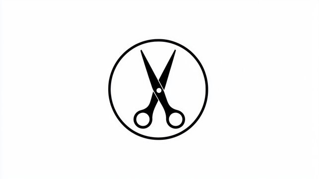 Simple black scissors icon in a circle.  Possible use for hair salon, beauty, or barber shop logo