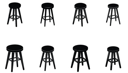 Stool Vector Shilhouette Bundle Set Collection