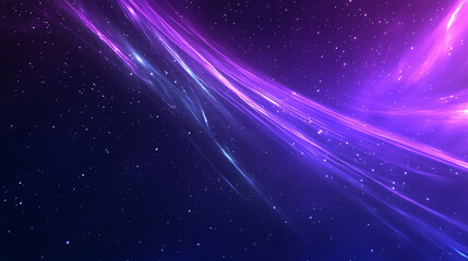 Abstract Purple Energy Waves on Dark Starry Background.