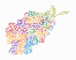 Fototapeta premium Afghanistan, shape of the country build of colored cells. Digital style map of the Afghanistan on white background. Small size circle blocks. Stylish vector illustration.