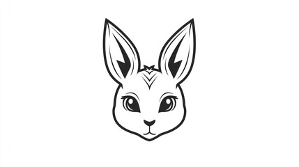 Obraz premium Cute rabbit head graphic design, artistic, simple, for logo, or print use