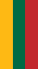 Flag of Lithuania displayed vertically with vibrant colors representing national pride and cultural significance