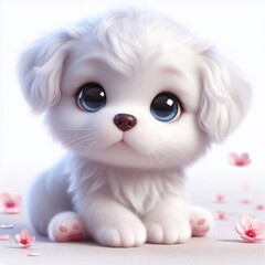 Obraz premium Weisser Hund mit blauen Augen