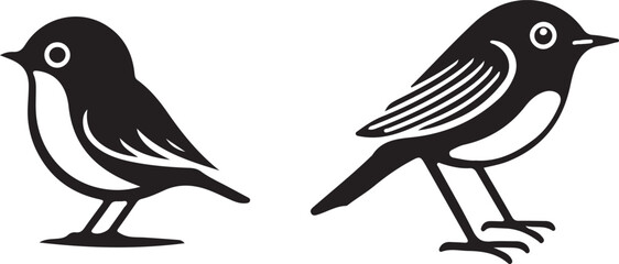 two birds on a white background Little bird Silhouettes