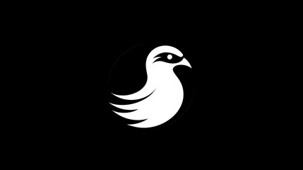 Bird logo design, black background, graphic illustration, art, minimalist design, stock photo, ready to use for branding or website