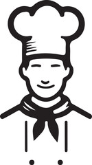 white background with cute boy character.chef with a spoon and fork.Vector smiling man cook shef..