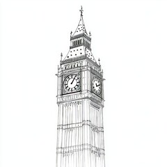 Fototapeta premium Continuous one line drawing big ben clock in London. Landmark concept. Single line draw design vector graphic illustration.