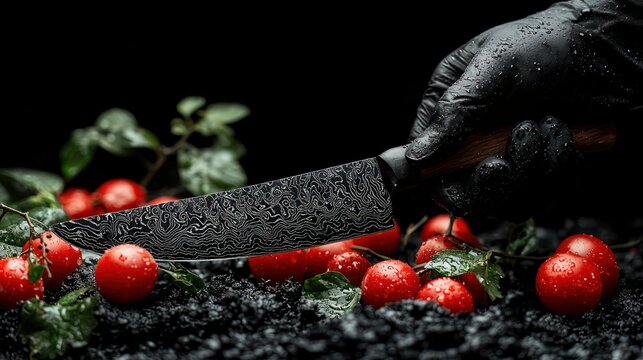 Damascus Knife and Tomatoes: A Culinary Masterpiece