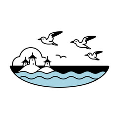 birds in the sea