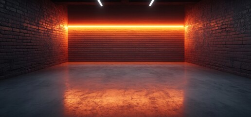 Neon orange lit industrial space