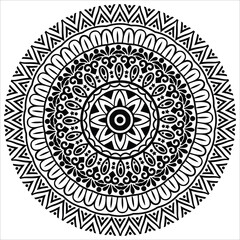 Tatoo coloring book page. Floral henna or mehndi style mandala design. Decorative pattern in oriental style.