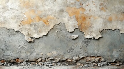 Obraz premium Textured wall with peeling paint and exposed layers in an abandoned building