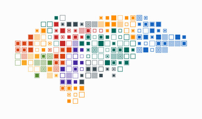 Honduras, shape of the country built of colored cells. Digital style map of Honduras on white background. Large size square blocks. Artistic vector illustration.