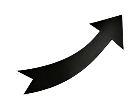 One black paper arrow isolated on white