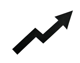 One black paper arrow isolated on white