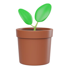 Plant in pot 3d icon illustration