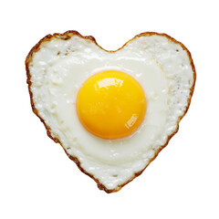 Heart Shape fried Egg isolated on white background